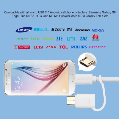 Ugreen UG30380US142TK 1.5M màu trắng Cáp USB-A sang Micro USB + USB-C cao cấp - HÀNG CHÍNH HÃNG