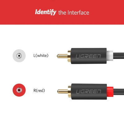 Ugreen UG10519AV104TK 3M màu Đen Cáp âm thanh Bông sen 2 ra 2 dương - HÀNG CHÍNH HÃNG