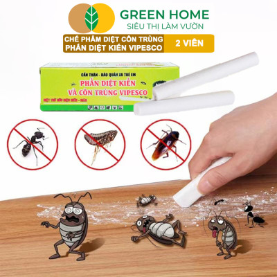 Phấn Diệt Kiến Và Côn Trùng Vipesco, GreenHome, Hộp 2 Viên, Diệt Trừ Kiến, Gián, Rận, Rệp, Bọ Chét,.