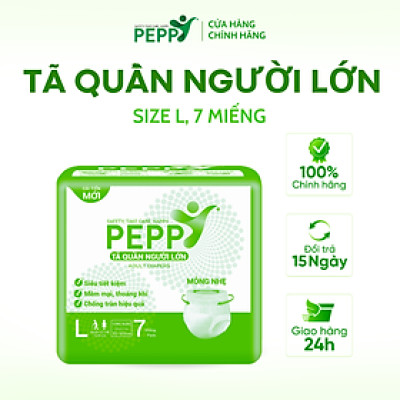 Tã/Bỉm Quần Người Lớn, Người Già Peppy Siêu Mỏng, Siêu Thấm, Mềm Mại, Kháng Khuẩn Size M8/L7/XL7 