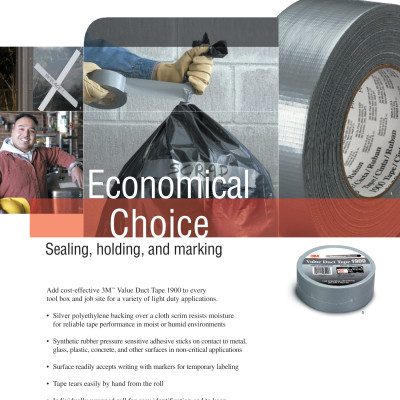 Băng keo đa năng Duct tape 1900 3M 47,4mm x 45,7m  - Xé băng tay  dán thùng, đóng hàng vận chuyển sân bay, bó hàng, viết Note thông tin, .... 2 màu xám, vàng