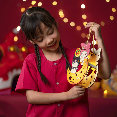 Lồng Đèn Gỗ Trung Thu Mẫu Mới 2024 Lalamoon - Bộ Kit DIY Tự Vẽ và Làm Đèn Trông Trăng - Lalala Baby