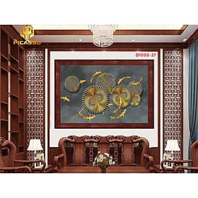 Tranh kính Cửu ngư quần hội D1002