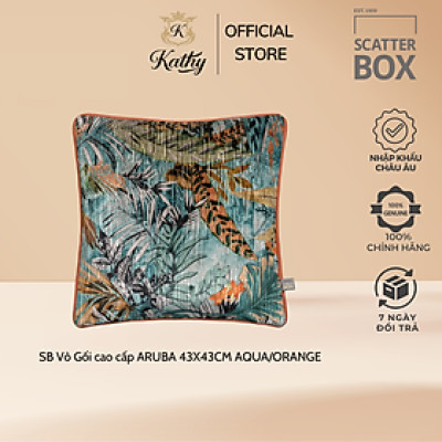 Scatter Box Vỏ Gối cao cấp nhập khẩu Ireland Anh Quốc ARUBA màu AQUA/ORANGE Phong cách Tân cổ điển
