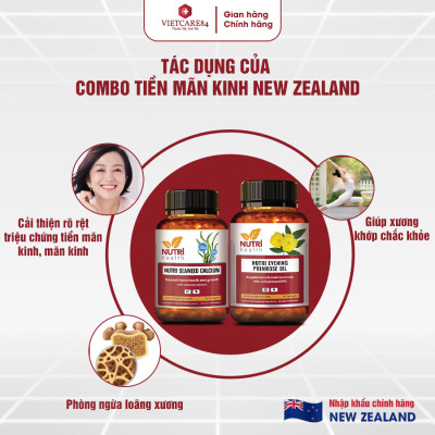 COMBO TIỀN MÃN KINH: Viên Nội Tiết Hyper Evening Primrose Oil 60 Viên+ Canxi Hữu Cơ Nutri Seaweed Calcium 60 Viên