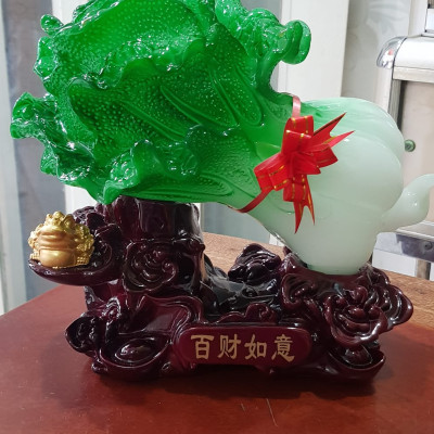 Tượng Bắp Cải Cóc Vàng Phong Thuỷ Tài Lộc đế gỗ thỏi vàng Size trung Ngang 25cm x Cao 21cm x Sâu 11cm Công dụng trưng bắp cải tượng trưng cho của cải cóc giữ ngậm tiền trưng bàn làm việc, nhà, công ty, quà biếu tặng ý nghĩa ạ
