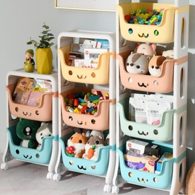 Kệ đựng đồ chơi cho bé rèn tính gọn gàng đồ bỉm sữa đồ dùng trẻ em 3-4 tầng đa năng có bánh xe