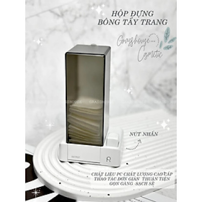 HỘP ĐỰNG BÔNG TẨY TRANG TREO TƯỜNG HOẶC ĐỂ TRÊN BÀN CÓ NÚT BẤM TIỆN DỤNG CHỐNG BỤI