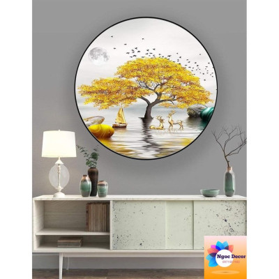 Tranh tròn tranh pha lê,tráng gương phủ bóng decor phòng