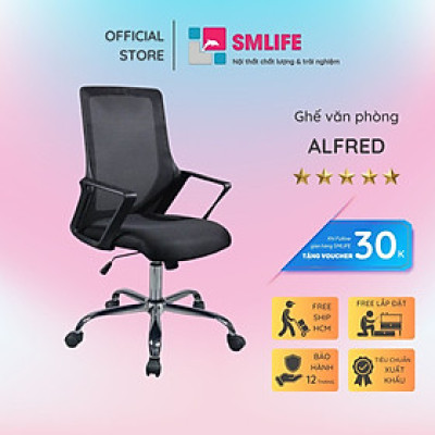Ghế xoay văn phòng lưng trung bọc lưới SMLIFE Alfred