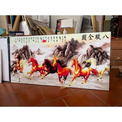 Tranh tráng gương, tranh treo phòng khách mã đáo thành công, sang- bền-đẹp