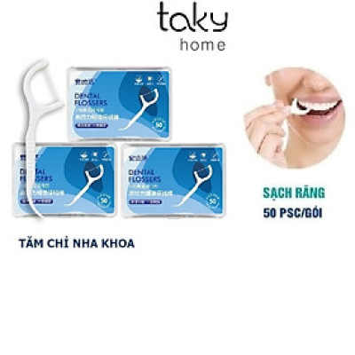 SET Hộp 50 Tăm Chỉ Nha Khoa Chất Lượng Cao, Vệ sinh Răng Miệng Sạch Sẽ, Răng Chắc Khỏe, An Toàn, Tiện Lợi. TakyHome 7035