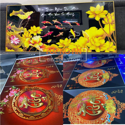 Tranh Hươu decor treo tường tráng gương cao cấp