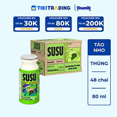 Thùng 48 Chai x 80ml Sữa Chua Uống Vinamilk Susu Hương Táo Nho
