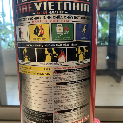 Bình chữa cháy xách tay Tomoken Bột ABC 4kg có kiểm định