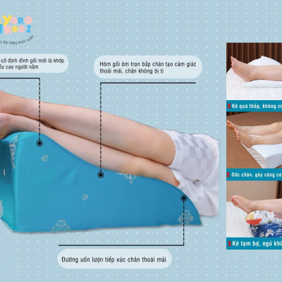 GỐI CHỐNG GIÃN TĨNH MẠCH YOROKOBI - KÍCH THƯỚC 55x48x25CM, HÀNG THƯƠNG HIỆU- MÀU NÂU HOÀNG GIA