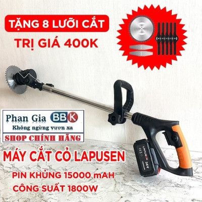 Máy Cắt Cỏ, Tỉa Cành Cầm Tay LAPUSEN Pin Khủng 15000mah, Động Cơ Mạnh 1800W