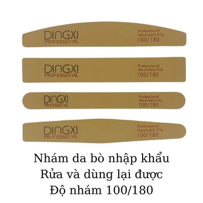 Dũa Da Bò Dingxi Màu Nâu Vàng Độ Nhám 100/180 Làm Nail, Dũa Móng Dày Nhiều Form Thẳng, Kim Cương, Cong, Bầu, Tròn Nail Phương Miu