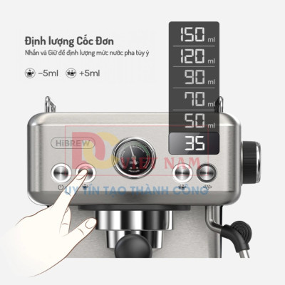 Máy pha cà phê Espresso chuyên nghiệp thương hiệu HiBREW H10A , áp suất 20bar , công suất 1350W - Hàng Chính Hãng