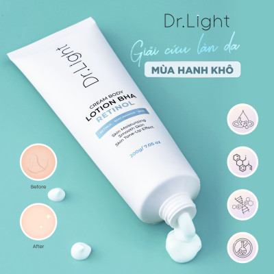 COMBO 5 Kem Body Dr.Light Kem dưỡng Trắng Sáng Da Với Hợp Chất Retinol Niacinamide BHA 200ml