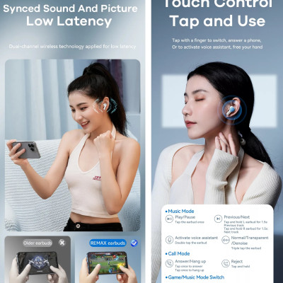 Tai nghe không dây bluetooth V5.3 công nghệ khử ồn kép Remax CozyPods W7N _ Hàng chính hãng