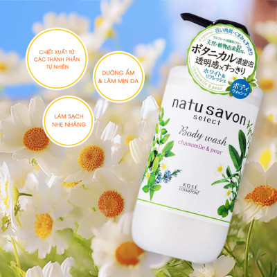 Sữa Tắm Natusavon Dưỡng Trắng Da Kose Softymo Natusavon Select White Body Wash Refresh (500 mL)