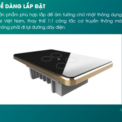 Công tắc cảm ứng Rạng Đông CTCU.WF CN.04T điều khiển từ xa, mặt kính cường lực chống xước, 4 nút bấm - Hàng chính hãng