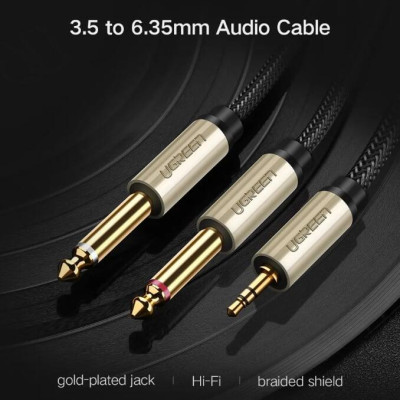 Ugreen UG40794AV126TK 5M Màu Đen Cáp âm thanh 2 đầu 6.5mm dương sang 3.5mm dương cao cấp - HÀNG CHÍNH HÃNG
