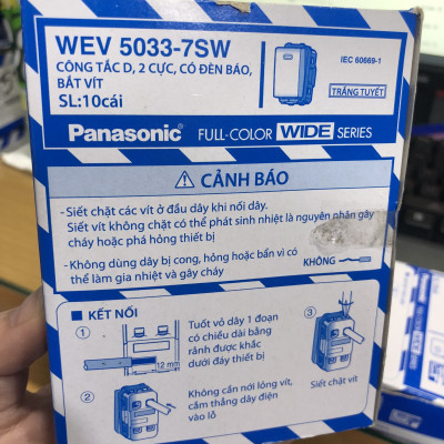 Công tắc D Panasonic WEV-5033-7SW (2 cực) dòng Wide có đèn báo - Hàng chính hãng