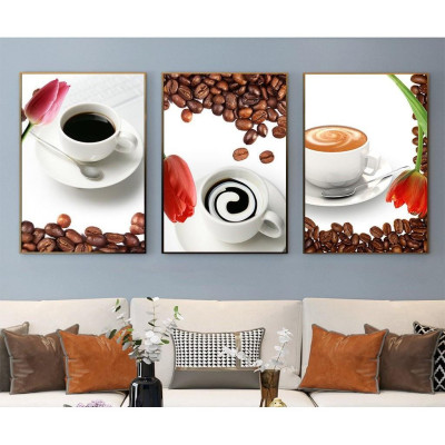 TRANH BỘ 3 TREO TƯỜNG CỠ ĐẠI - KÈM KHUNG - QUÁN CAFE-- TB3BAFCF1