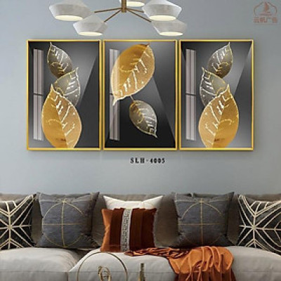 Bộ 3 Tranh tráng gương lá SLH4005