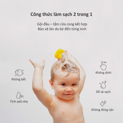 SỮA TẮM VÀ GỘI DỊU NHẸ CHO BÉ TỪ SƠ SINH CHIẾT XUẤT TỪ RAU MÁ KU-PLUS KU1151 - 500ML