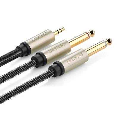 Cáp Audio 3,5mm To 2 Đầu 6,5mm Dài 5m Ugreen 10619 Mạ Vàng - Hàng Chính Hãng