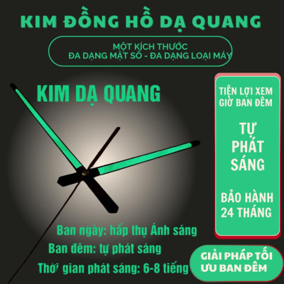 Kim đồng hồ treo tường dạ quang, phát sáng vào ban đêm loại dài 15.2cm mã số K6124
