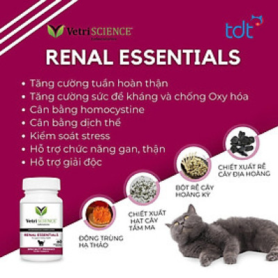 VIÊN UỐNG HỖ TRỢ TIẾT NIỆU & THẬN CHO MÈO RENAL ESSENTIALS CHEWABLE TABLETS FOODSCIENCE [ HỘP 60V ]