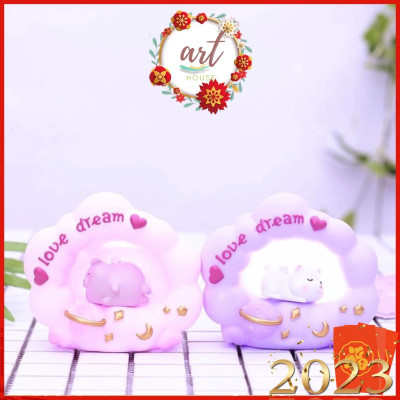 Mô Hình Đèn Ngủ Gấu Và Heo Nằm Ngủ Đám Mây - Art House