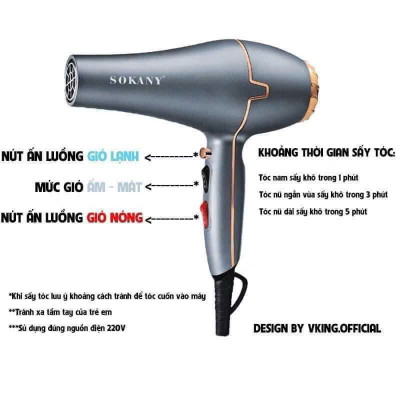 Máy Sấy Tóc Cao Cấp 2224 - Tạo Kiểu Tóc Dễ Dàng Với 2 Đầu Máy Sấy - HÀNG CHÍNH HÃNG MINIIN