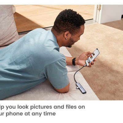 Ugreen UG15495CM478TK USB type C sang 2 x USB 2.0 + 1 x USB 3.0 + 1 x HDMI 4K30Hz + 1 x USB-C PD 100W Bộ chuyển Màu Xám - HÀNG CHÍNH HÃNG