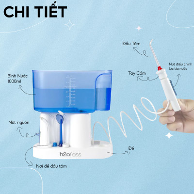 Máy tăm nước gia đình H2ofloss HF7 Classic, bền hơn, mạnh hơn, nhiều đầu tăm hơn