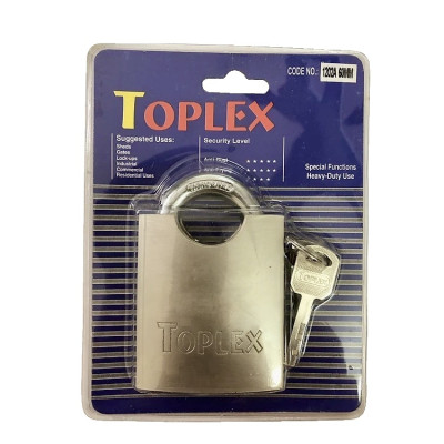 Ổ khóa TOPLEX 1202A-60mm cao cấp, khóa an toàn, chống cắt, chống chìa giả, chất liệu hợp kim thép, lõi hợp kim đồng.