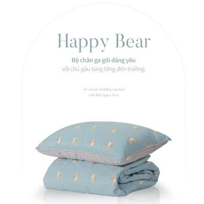 Chăn Chần Bông Arize Vải Microfiber Happy Bear 1.5x2m