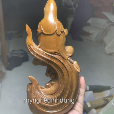 Mẹ phật bà quan âm bồ tát bằng gỗ bách xanh thơm nức kt cao 20×10×6cm 