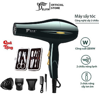 Máy sấy tóc hai chiều DELIYA 8020 xanh lá công suất lớn 2200W -Tặng kèm bộ bấm 7 món 