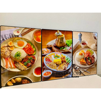 Tranh treo tường trang trí decor quán cơm tấm có khung - Tranh trang trí quán ăn  kèm đinh treo