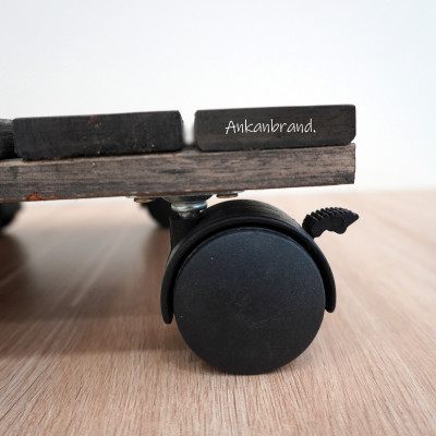 Đế Lót Chậu Cây Có Bánh Xe Thương Hiệu ANKAN, Đế Để Chậu Cây, Mặt Vuông Bằng Gỗ Tràm, Màu Đen Đường Kính 30 Cm, Tải Trọng 80kg - Hàng Xuất Khẩu