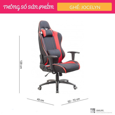 Ghế phòng net chân xoay có gối cao cấp SMLIFE Jocelyn