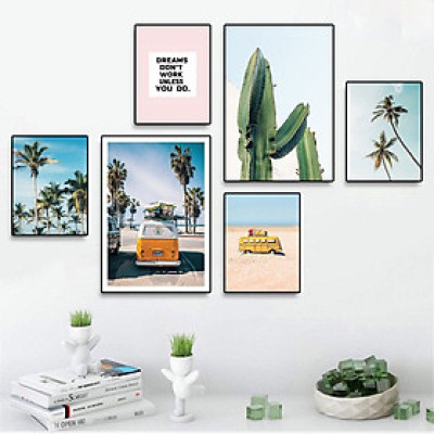 SET 6 TRANH TREO TƯỜNG KIM SA HIỆN ĐẠI BIỂN XANH 3 BINBIN THD94/TẶNG KÈM ĐINH 3 CHÂN