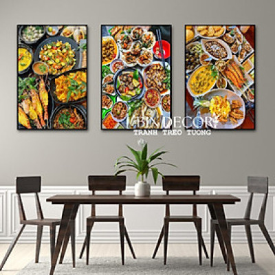 (ẢNH THẬT) Tranh treo tường trang trí decor quán ốc 1 có khung kèm đinh treo