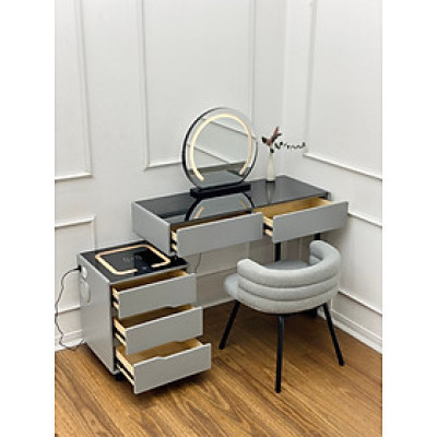 Bàn trang điểm HS Tundo bọc da mặt kính gương led cảm ứng