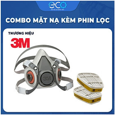 Mặt nạ chống hóa chất 3M 6100/6200 + Phin Lọc 3M 6006 lọc hơi hữu cơ vô cơ, phun sơn, phun xịt thuốc sâu, axit